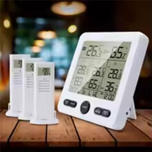 Estação Meteorológica Sem Fio um para Três, Termômetro e Higrômetro Digital Interno e Externo, Monitor de Alarme de Tela Colorida
