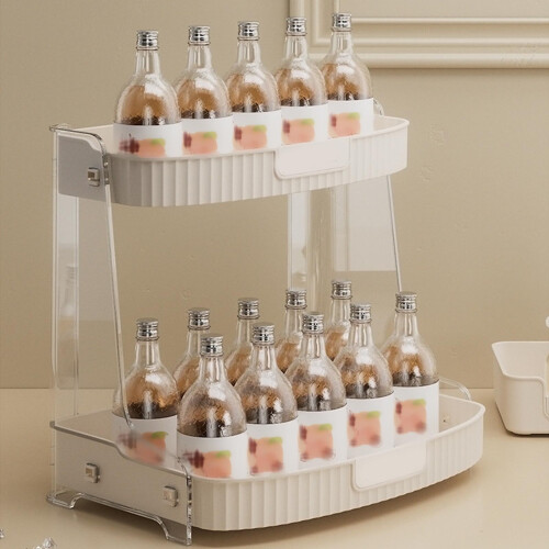 PET Makeup Organizer Large Capacity 2-Tier Clear