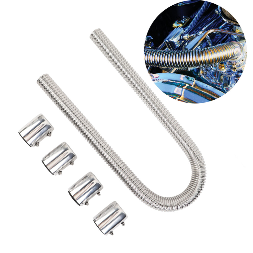 48 Inch Stainless Steel Radiator Water Hose Kit With Clamps Silver 8431386480100