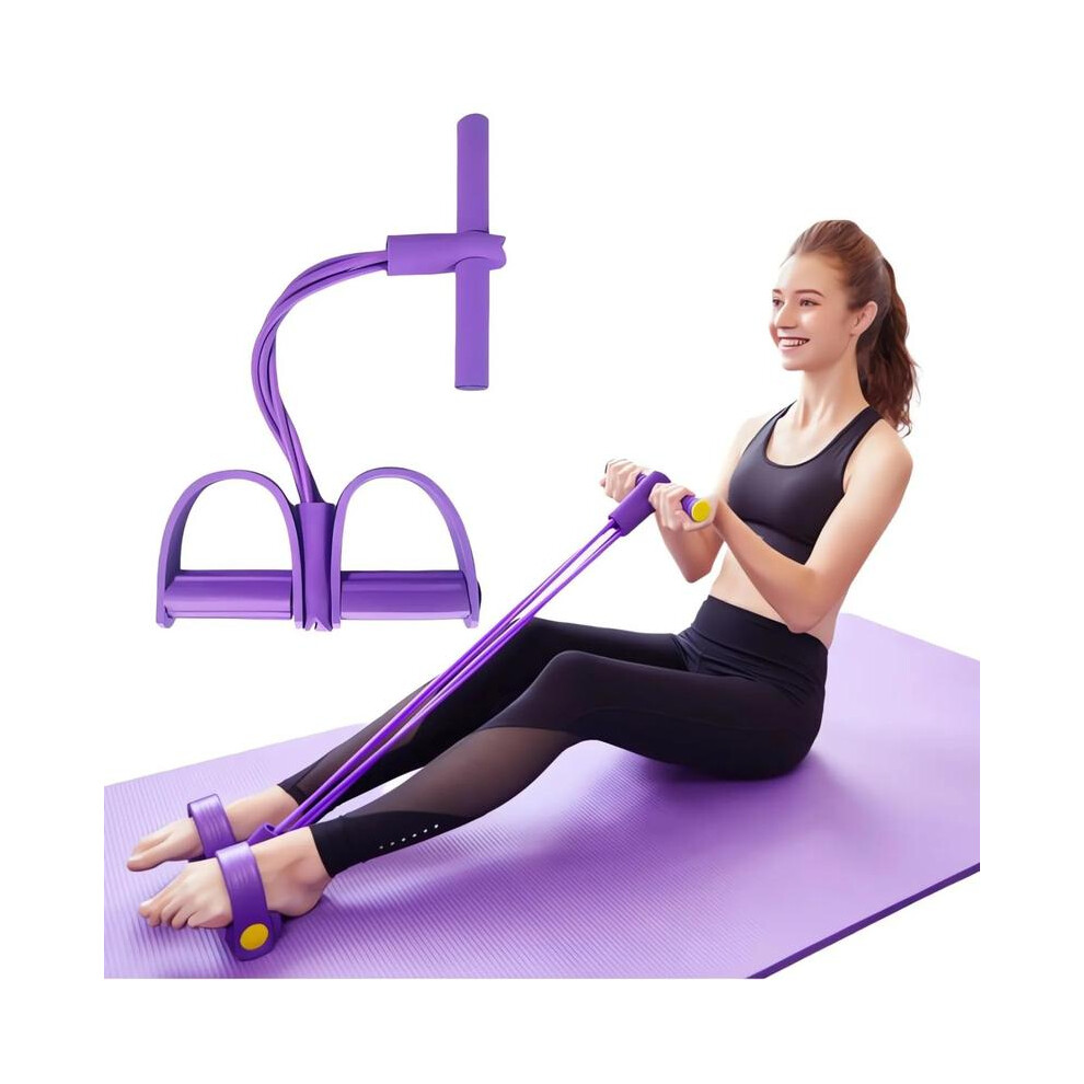 (Purple) Four-Tube Pedal Tensioner Multi-Functional Household Fitness Equipment Yoga Abdominal Strengthening 7033947296871