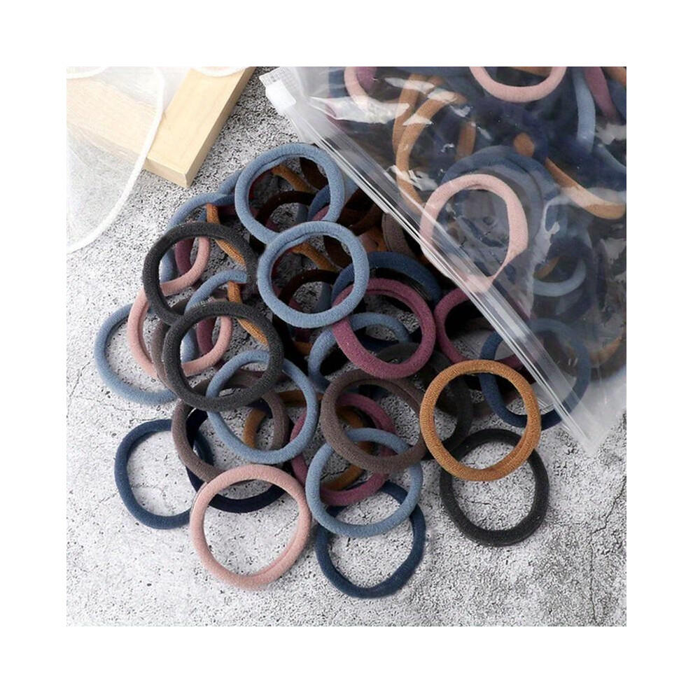 (Multicolor4, One-Size) Women's Basic Hair Bands, 50 Pcs Simple Solid-Color Elastic Headbands, Hair Rope Ties, Hair Accessories And Ponytail 7033947296338