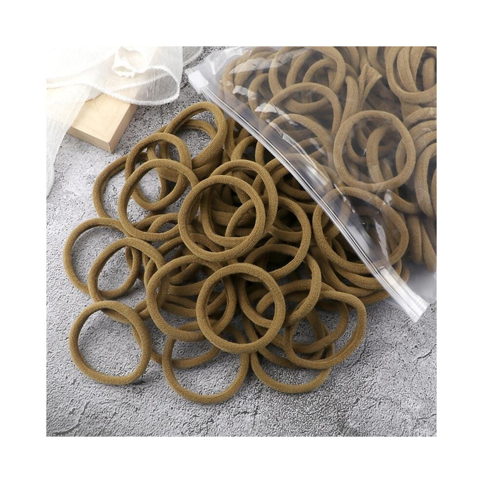 (Khaki, One-Size) Women's Basic Hair Bands, 50 Pcs Simple Solid-Color Elastic Headbands, Hair Rope Ties, Hair Accessories And Ponytail 7033947296277