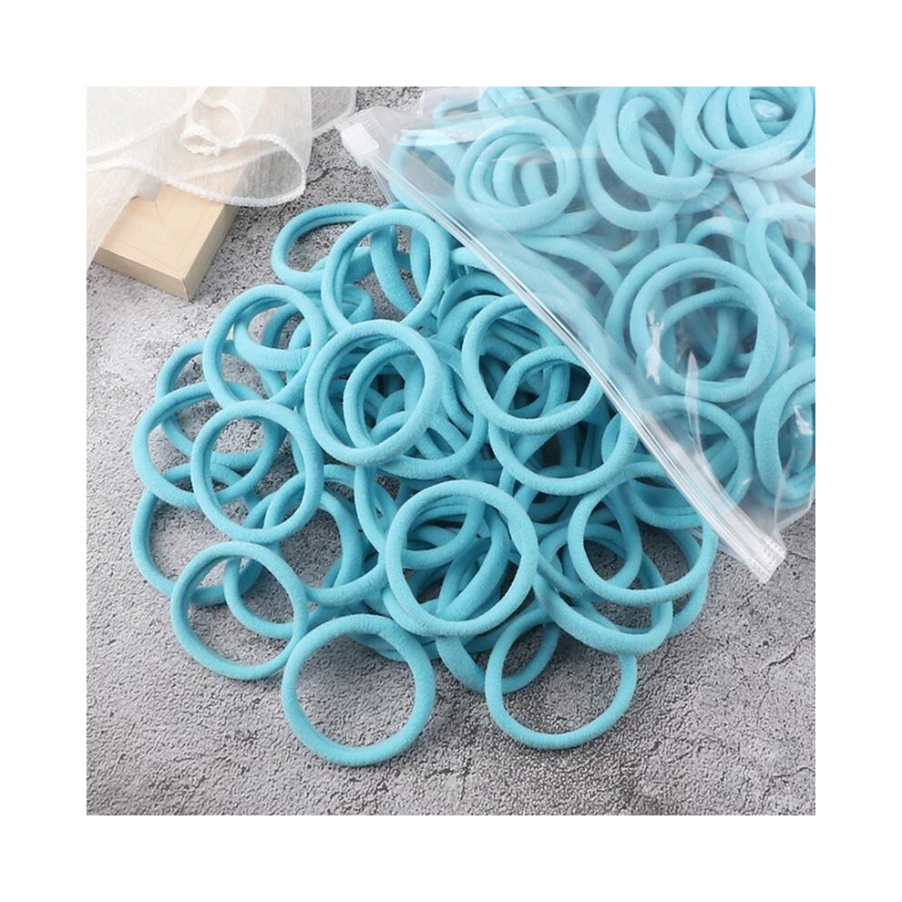(Light Blue, One-Size) Women's Basic Hair Bands, 50 Pcs Simple Solid-Color Elastic Headbands, Hair Rope Ties, Hair Accessories And Ponytail 7033947296284