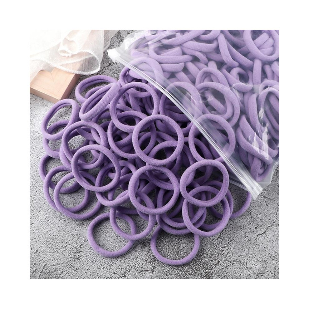 (Light Purple, One-Size) Women's Basic Hair Bands, 50 Pcs Simple Solid-Color Elastic Headbands, Hair Rope Ties, Hair Accessories And Ponytail 7033947296291