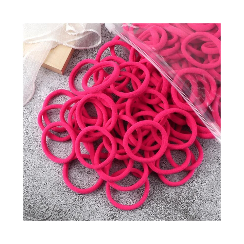(Rose Red, One-Size) Women's Basic Hair Bands, 50 Pcs Simple Solid-Color Elastic Headbands, Hair Rope Ties, Hair Accessories And Ponytail 7033947296383