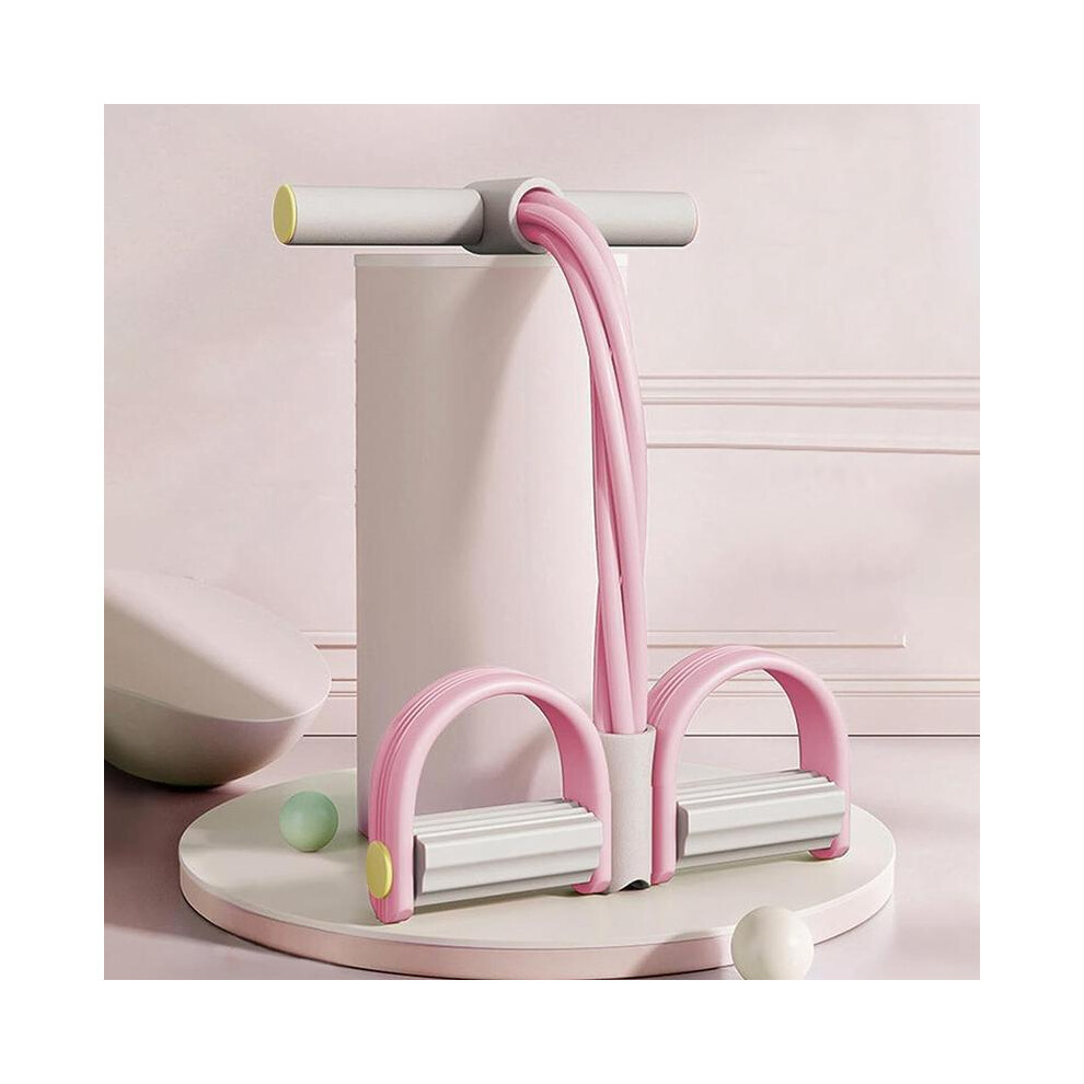 (New In Stock Pink) Elastic Fitness Sport Tension Rope Abdominal Exerciser Tension Rope, 4-Tube Elastic Yoga Pedal Puller 7033947296093
