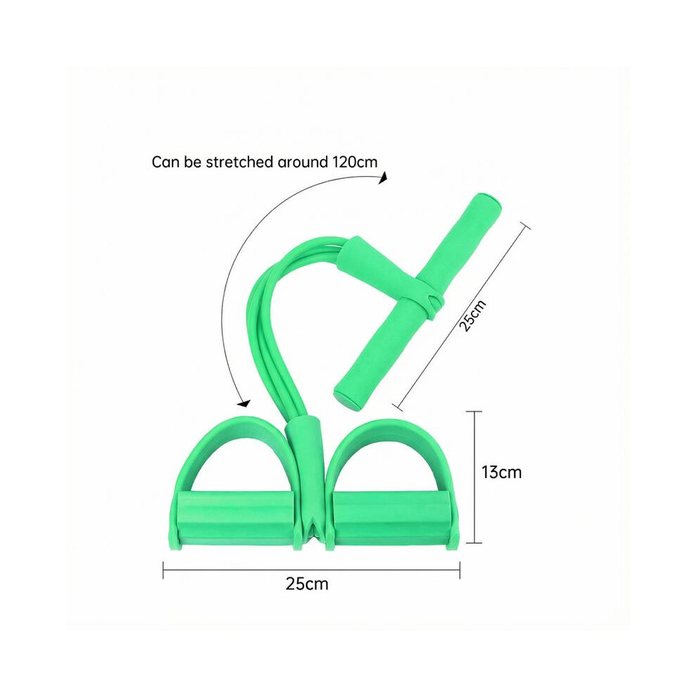 (Light Green) Elastic Fitness Sport Tension Rope Abdominal Exerciser Tension Rope, 4-Tube Elastic Yoga Pedal Puller 7033947296086