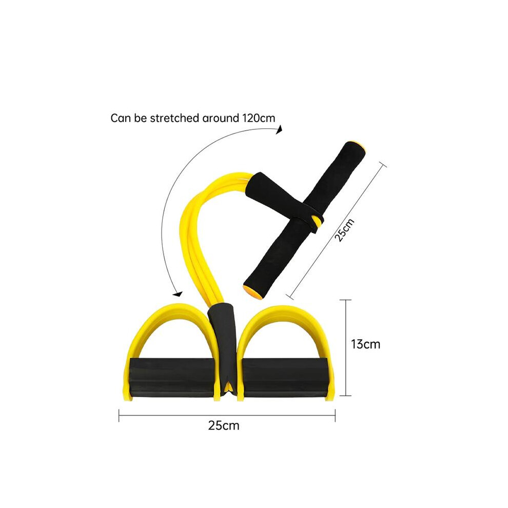 (Yellow) Elastic Fitness Sport Tension Rope Abdominal Exerciser Tension Rope, 4-Tube Elastic Yoga Pedal Puller 7033947296154
