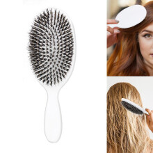 (1PCS) White-Handle Cushion Boar Bristle Hairbrush – Detangling & Smoothing Brush for All Hair Types