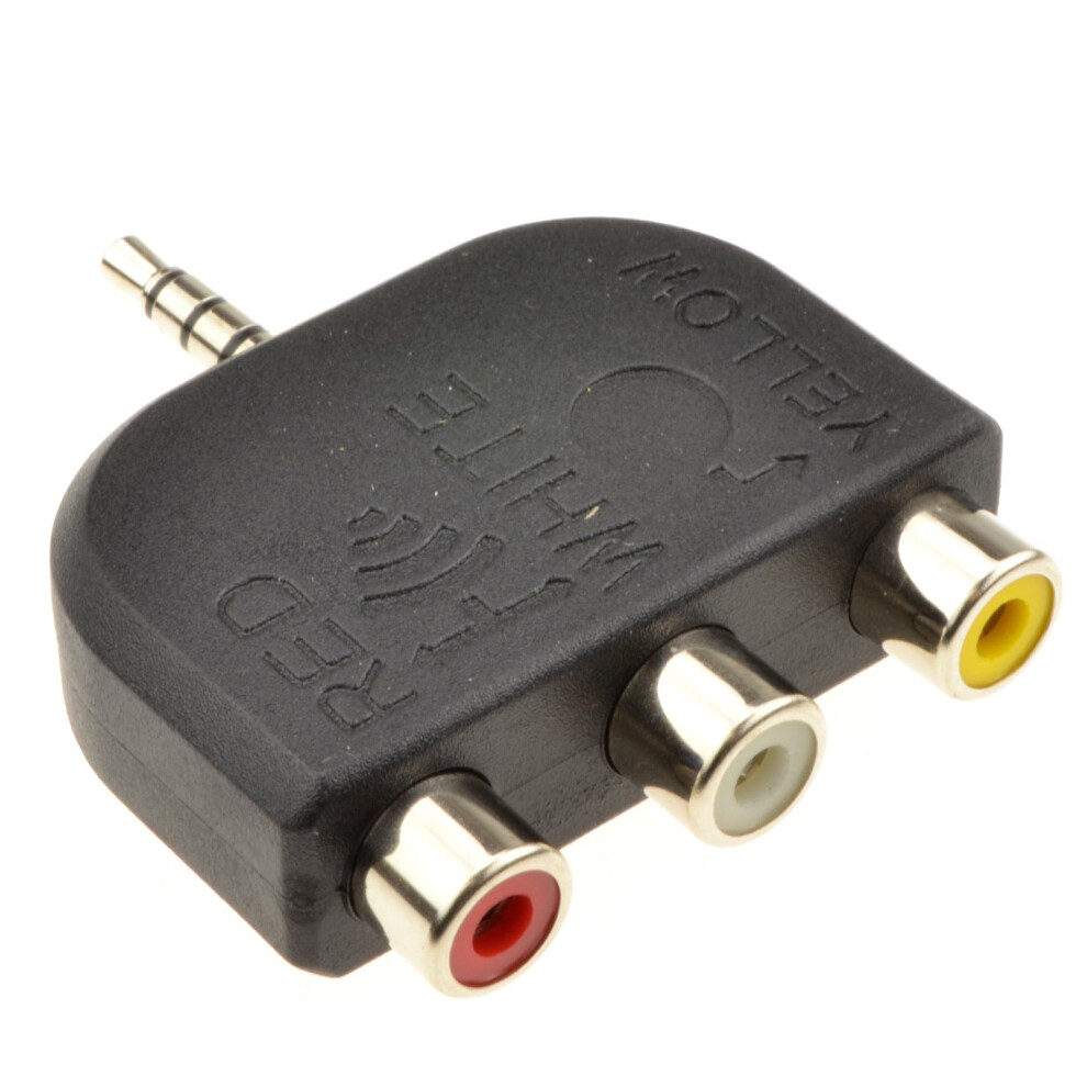3.5Mm Jack To 3 Phonos/Rca 4 Pole Av Out Tv Adapter Converter Red/White/Yellow 5055383420490