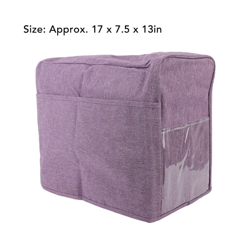 Foldable Violet Polyester Sewing Machine Dust Cover, 17x7.5x13in 1