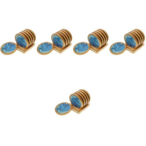 5Ensembles Sous-Verres En Bois Bleu Pour Protéger Table À 2