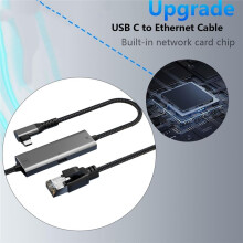 Adaptador Ethernet Gigabit de 2500 Mbps, Tipo C A Tarjeta de Red RJ45, Convertidor Ethernet Gigabit de 2,5 G en Ángulo Recto de 90 Grados, C