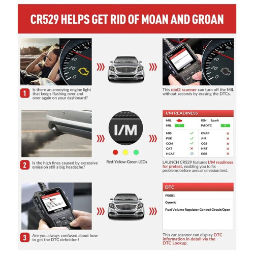 Launch CR529 Car Diagnostic Tool OBD2 Detector Car Code Reader 529 Code Reader Engine Scanner Support Multilingual 2