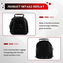 Universal Motorcycle Tail Bag Expandable 8-10L Universal Rear Luggage Storage Bag with Shoulder Straps and Rain Cover