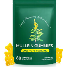 Mullein Gummies, Mullein Leaf Extract for Lungs, Mullein Leaf Gummies 2000mg, Lung and Respiratory System Support, Immune Booster 60 Count