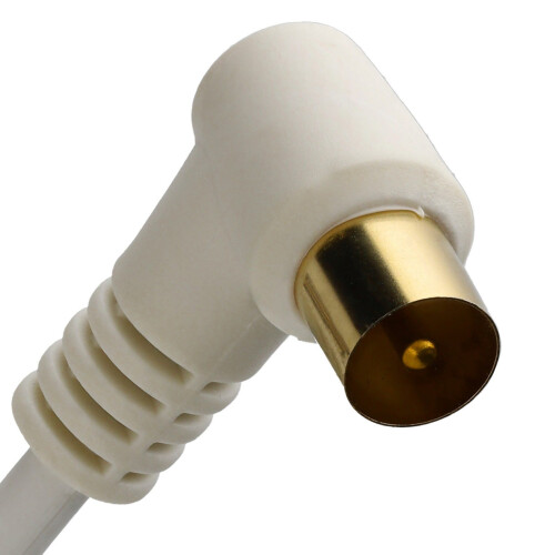 kenable RF Right Angle TV Aerial Freeview Plug Video Cable & Coupler GOLD  3m White 1
