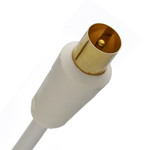kenable RF Right Angle TV Aerial Freeview Plug Video Cable & Coupler GOLD  3m White 2