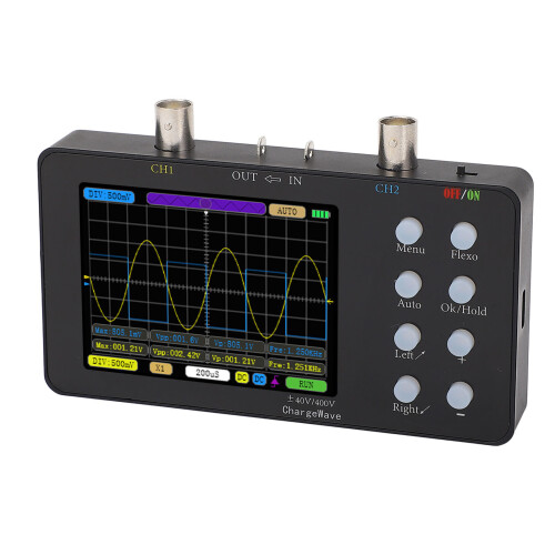 Portable Dual Channel Digital Oscilloscope 50M Sampling 10MSa/s 3.2 Inch LCD