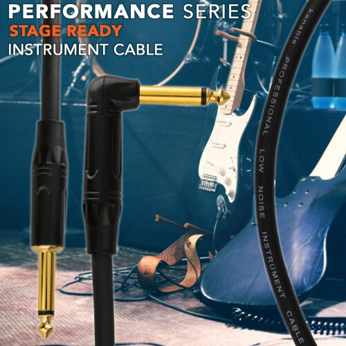 kenable STAGE READY Studio Guitar Lead Cable 6.35mm 1/4 Jack to Right Angle Plug 6m GOLD 1