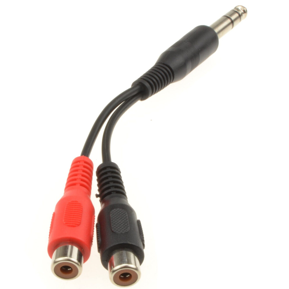 6.35Mm Stereo Jack Plug To Twin Rca Phono Sockets Adapter Cable 10Cm 5055383420780