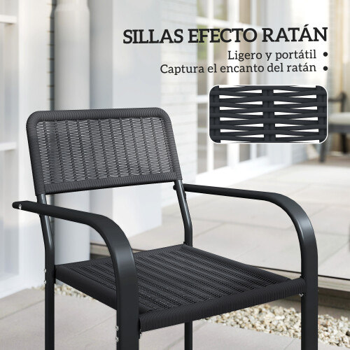 Outsunny Sillas de Comedor Negro 55 x 60 x 83 cm 2