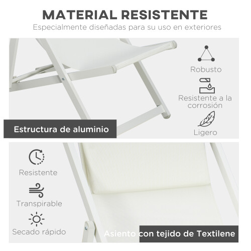 Outsunny 2 Tumbonas Plegable Blanco 60 x 100 x 85 cm 1