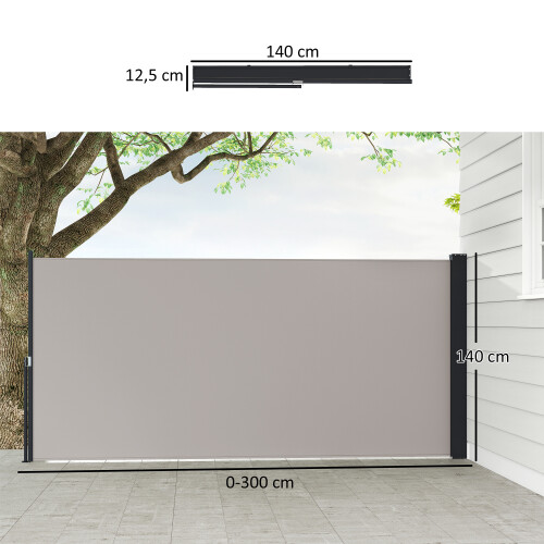 Outsunny Toldo Lateral Retráctil Gris 300 x 3.5 x 140 cm 1