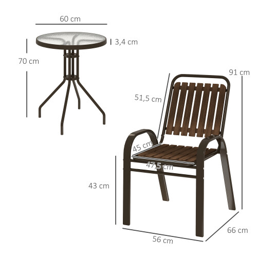 Outsunny Conjunto de Bistró Marrón 56 x 66 x 91 cm 2