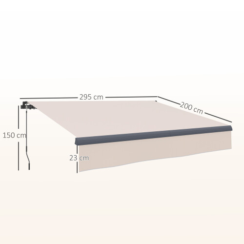 Outsunny Toldo Manual Retráctil Beige 295 x 200 x 400 cm 2