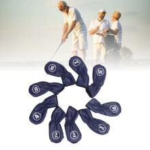 9 pièces de housses de golf en cuir PU pour fers & driver bleu