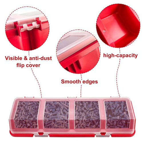 6Pcs Screw Organizers Storage Bins with Lids, Plastic Stackable Hardware Organizer Box for Garage Nails Tool Organizing 1
