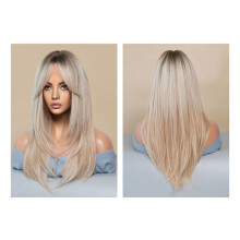 64cm European and American Simulation Wig Female Long Hair Center Parted Full  Set Long Hair Female Set  Wig,B