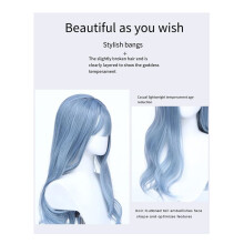 Synthetic Wigs Wave Mixed Haze Long Wig for Women Heat Fiber Hair Cosplay Wig with Bangs