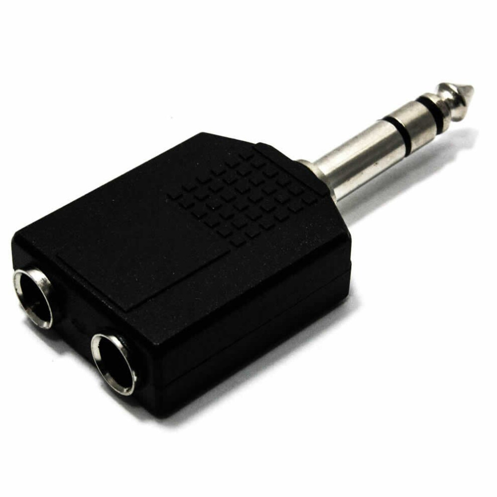 Kenable 6.35Mm Stereo Jack Splitter Adapter Dual 6.35Mm Sockets To 6.35Mm Plug