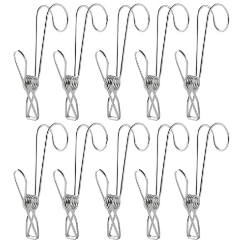 40Pcs Multi-Functional Silver Hook Clips Stainless Steel Clothes Clips 1