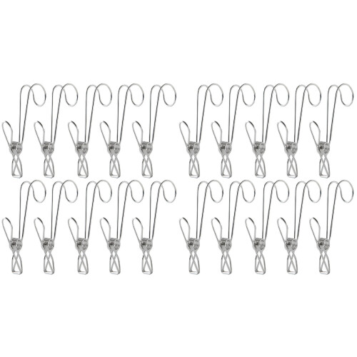 40Pcs Multi-Functional Silver Hook Clips Stainless Steel Clothes Clips 2