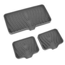 Silicone Sink Soap Holder Grey, Countertop Deflector & Sponge Tray