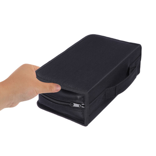 2Pcs Black Handheld Cd and Dvd Storage Bag Durable with Smooth Zipper 2