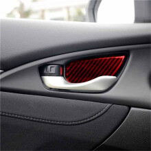 ABS Red Carbon Fiber Interior Door Handle Bowl Cover Trim Decor Sticker For 10Th Gen 2016 2017 2018 2019