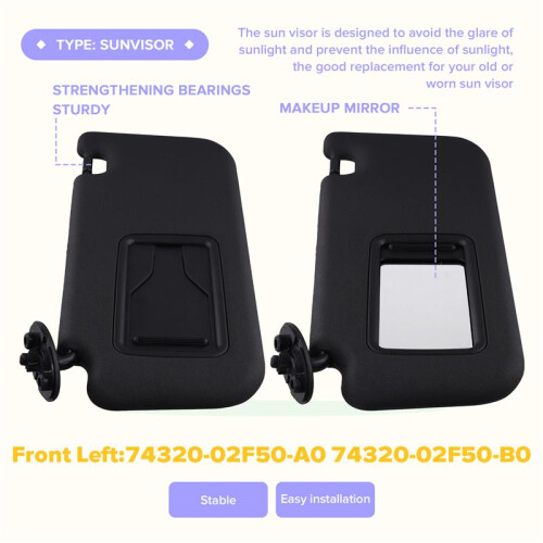 Car Sunshield Sunvisor Interior Sun Visor for   2019-2024 74320-02F50-B0 Left 2