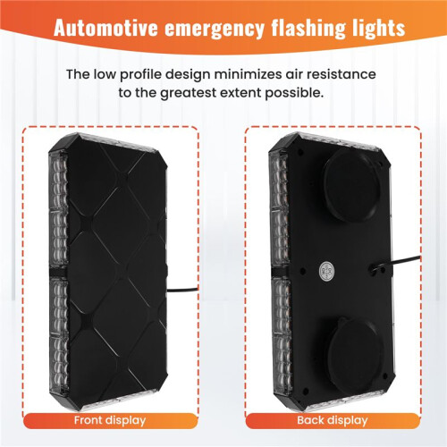Luzes Estroboscópicas de Emergência de 11,5 Polegadas para Teto com Base Magnética, Luz de Advertência de Perigo de Trânsito LED, 12-24 V