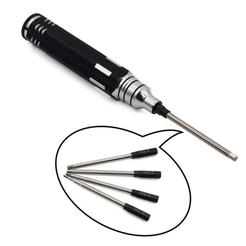 Hexagonal  Screwdriver Hexagonal Screwdriver Tool Set for Rc Car Crawler Helicopter 1.5 2.0 2.5 3.0mm Black+Silver 1
