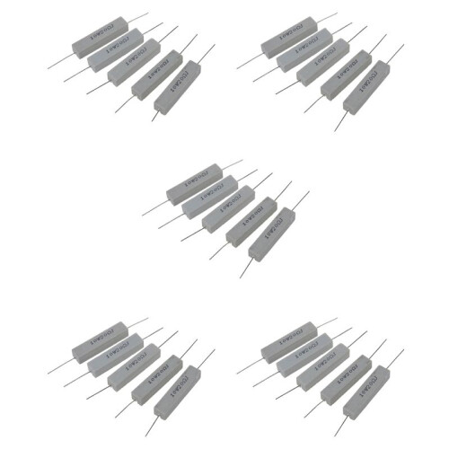 25X 10W 20 Ohm 5% Wirewound Ceramic Cement Resistor 10 Watt