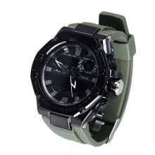Dual Display Electric Watch 50m Waterproof OD Green 53.2mm