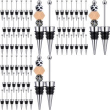 60Pcs Beaded Wine Stoppers for Wine Bottle Decoration Beaded Wine Stoppers Reusable Alloy Wine Keepers for Beverage Gift