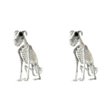 2X Halloween Sitting Dog Skeleton Scary Spooky Sitting Dog Skeleton with  Teeth Halloween Herror Decoration