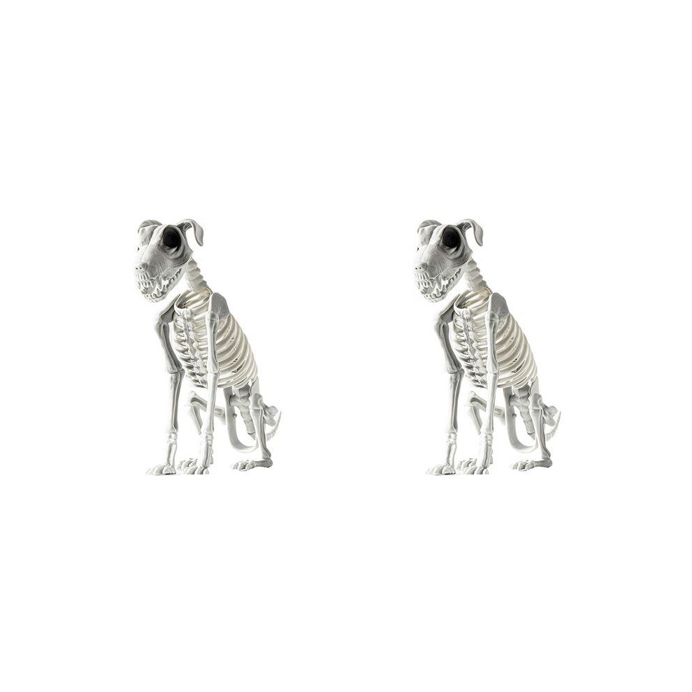 2X Halloween Sitting Dog Skeleton Scary Spooky Sitting Dog Skeleton With Teeth Halloween Herror Decoration 6031987500294