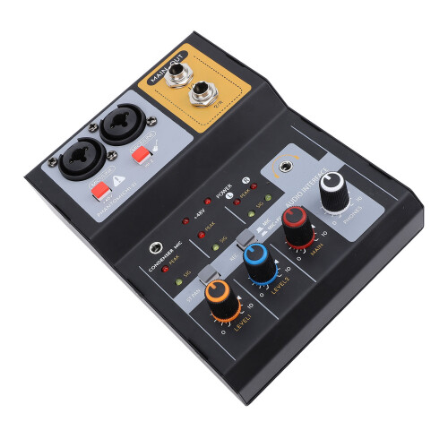 Table de mixage métallique à 2 canaux, compacte pour bureau