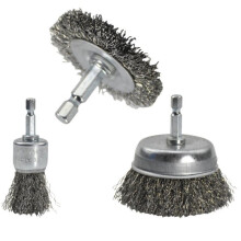 Drill Wire Brushes Coarse Carbon Steel Crimping Wire Wheel Cup Brushes, Hex Shank-Suitable for Rust Cleaning 12Pcs